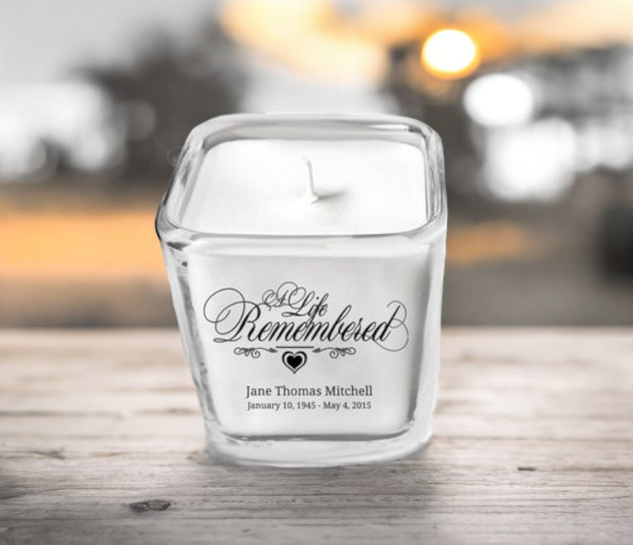 A Life Remembered Glass Cube Memorial Candle - The Funeral Program Site