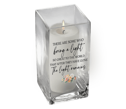 A Light Remains Personalized Square Glass Memorial Candle - The Funeral Program Site