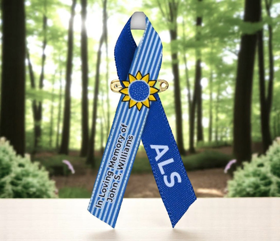 ALS Lou Gehrig's Disease Personalized Awareness Ribbon (Blue Stripe ...