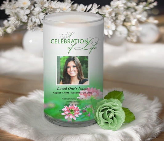 Ambrosia Personalized Glass Memorial Candle - The Funeral Program Site