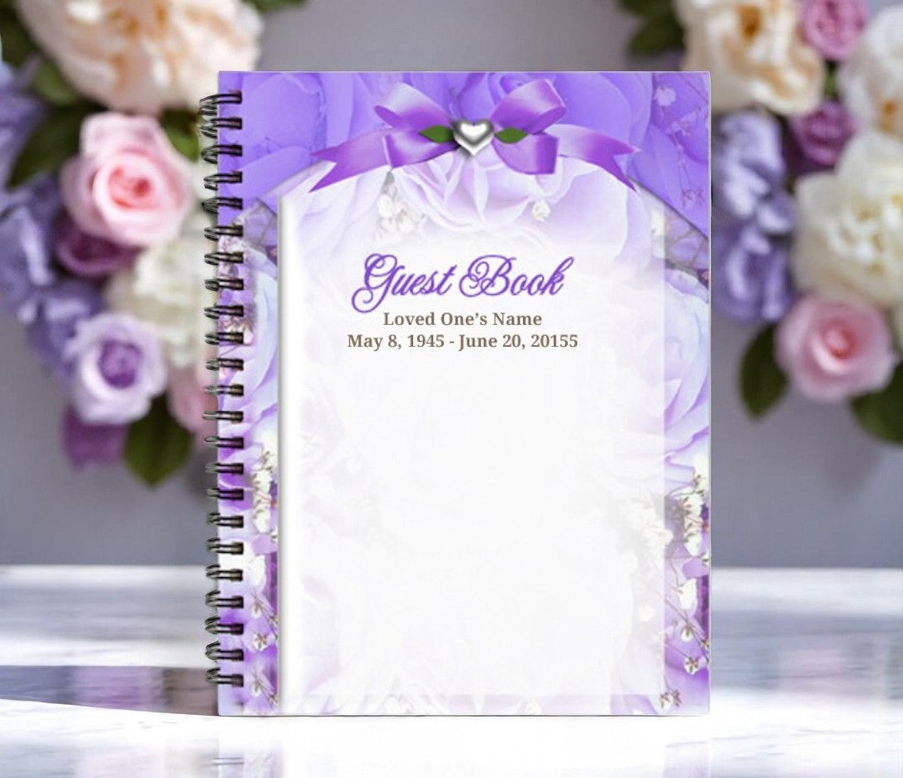 Amethyst Wire Bind Funeral Guest Book