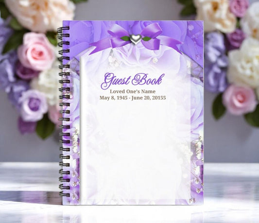 Amethyst Wire Bind Funeral Guest Book