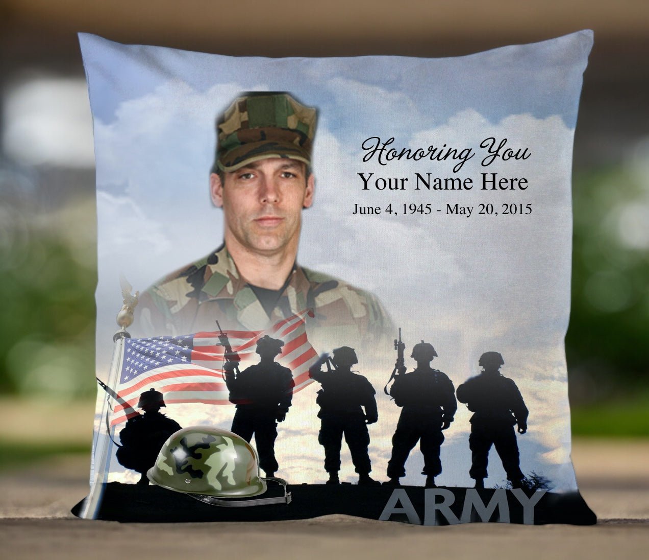 Army In Loving Memory Memorial Pillow - The Funeral Program Site