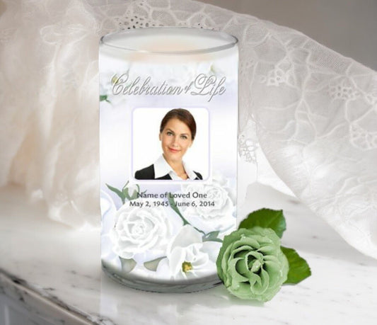Awakening Personalized Glass Memorial Candle - The Funeral Program Site