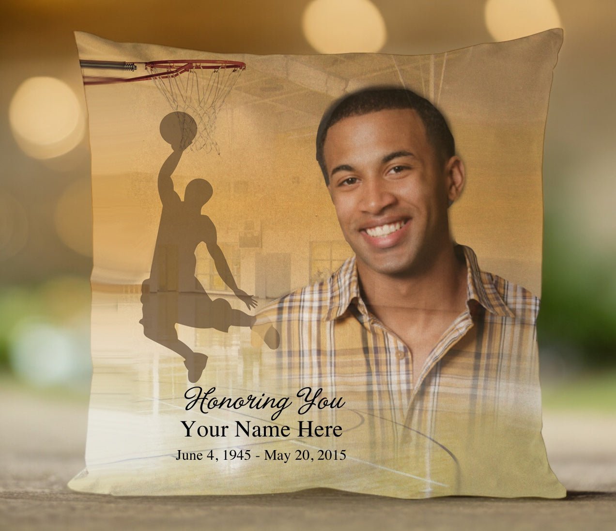 Basketball In Loving Memory Memorial Pillow - The Funeral Program Site