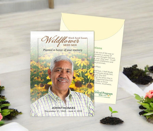 Black Eyed Susan Wildflower Custom Seed Packet (Pack of 10) - The Funeral Program Site