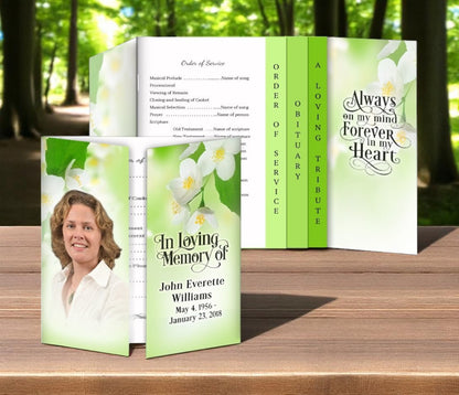 Blossoms Gatefold-Graduated Combo Funeral Program Design & Print (Pack of 50)
