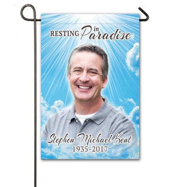 Blue Skies Personalized Memorial Garden Flag - Funeral Program - Site Funeral Programs & Templates