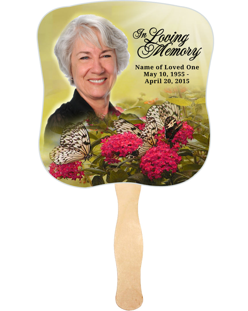 Bouquet Memorial Fan With Wooden Handle (Pack of 10)