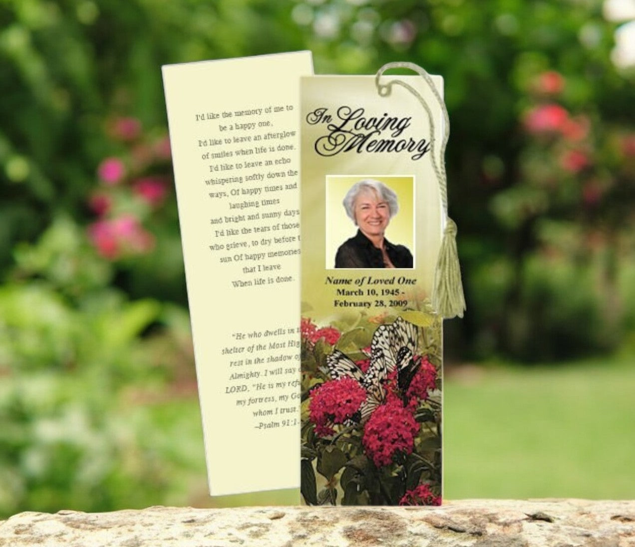 Bouquet Memorial Bookmark Template