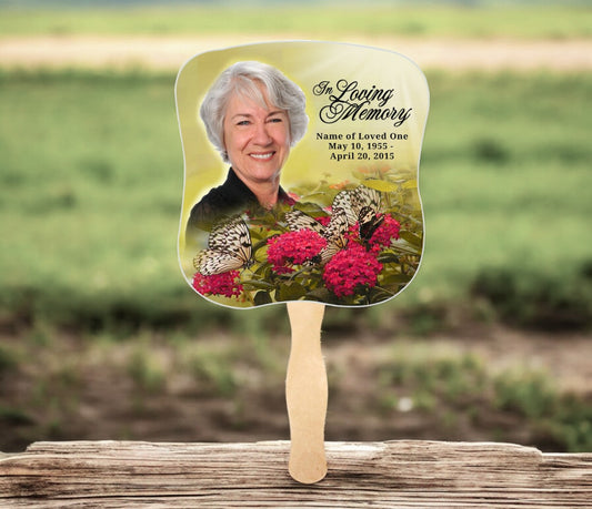 Bouquet Memorial Fan With Wooden Handle (Pack of 10)