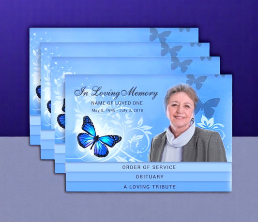 Butterfly 8-Sided Graduated Bottom Funeral Program Design & Print (Pack 50)