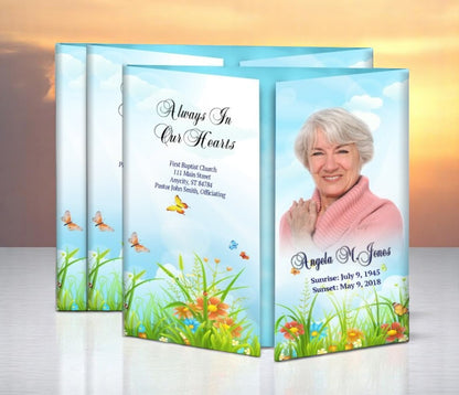 Peaceful Butterflies Gatefold Funeral Program Design & Print (Pack of 50