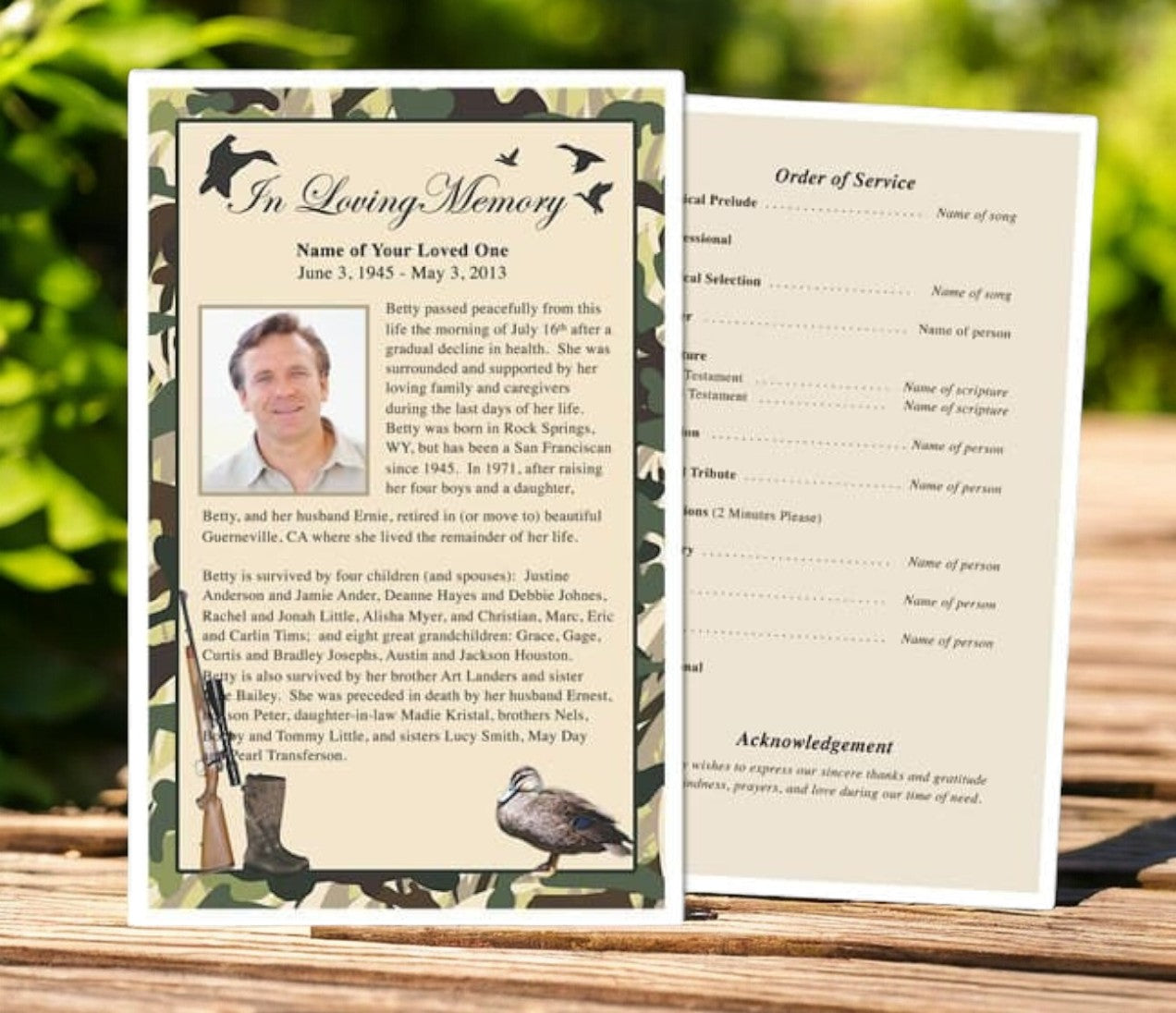 Camouflage Funeral Flyer Template