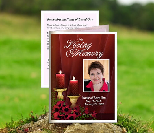 Candlelight Small Memorial Card Template