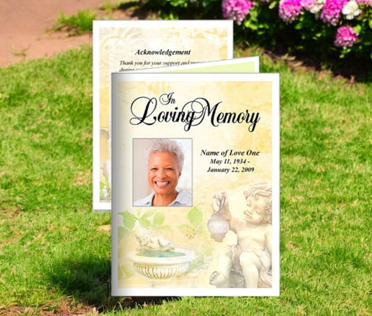 Cherub Small Memorial Card Template