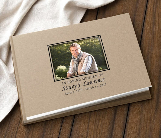 Clearwater Landscape Linen Funeral Guest Book