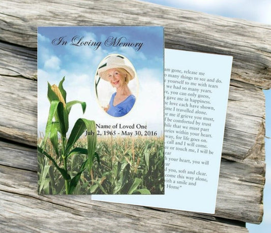 Cornfield Small Memorial Card Template