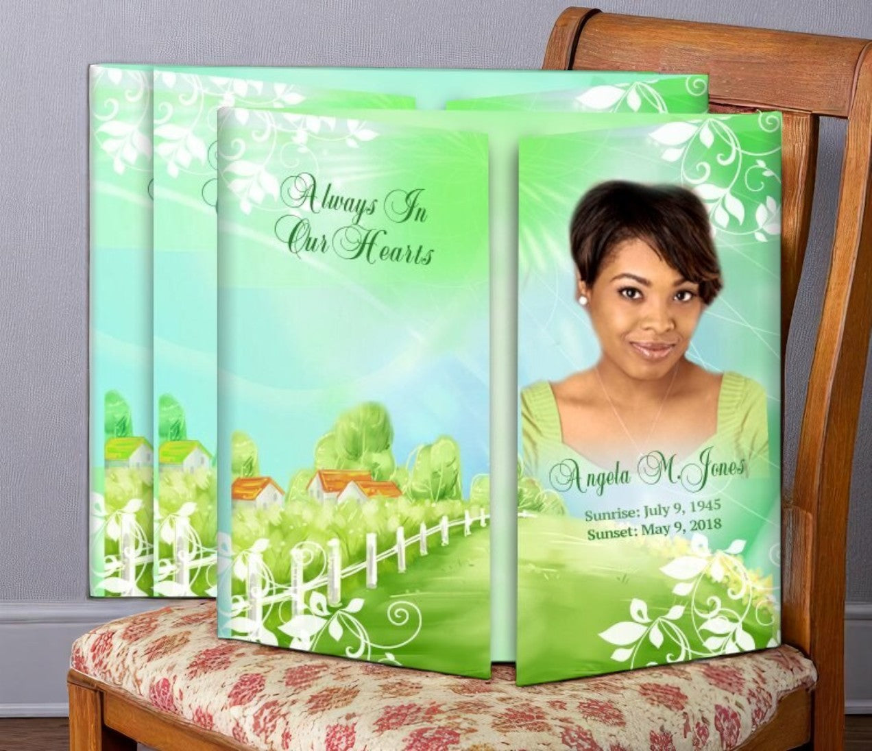 Country Cottage Gatefold Funeral Program Design & Print (Pack of 50)