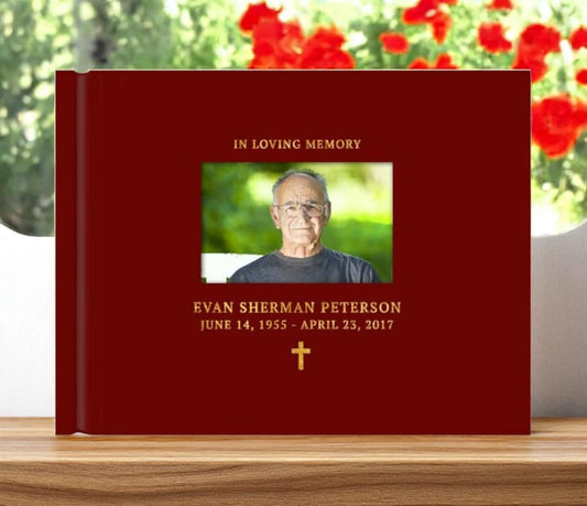 Faith Cross Landscape Funeral Guest Book
