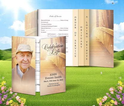 Crossing Gatefold-Graduated Combo Funeral Program Design & Print (Pack of 50)