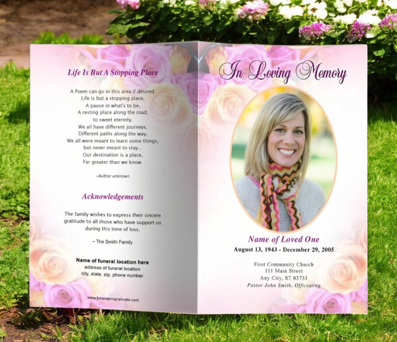 Coral Funeral Program Template | Funeral Programs Site – Funeral ...