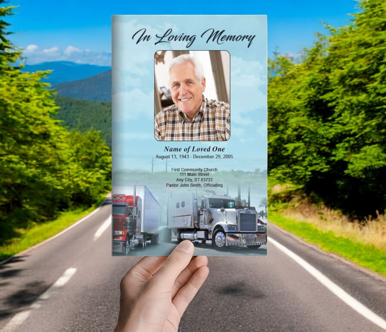 Big Rig Funeral Program Template