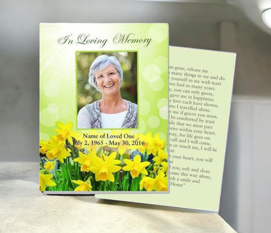Daffodils Small Memorial Card Template