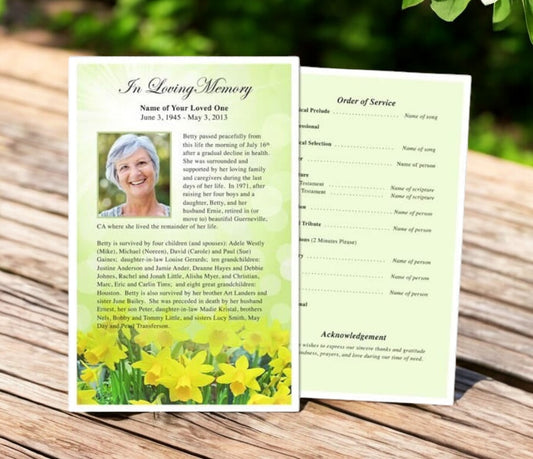 Daffodils Funeral Flyer Template