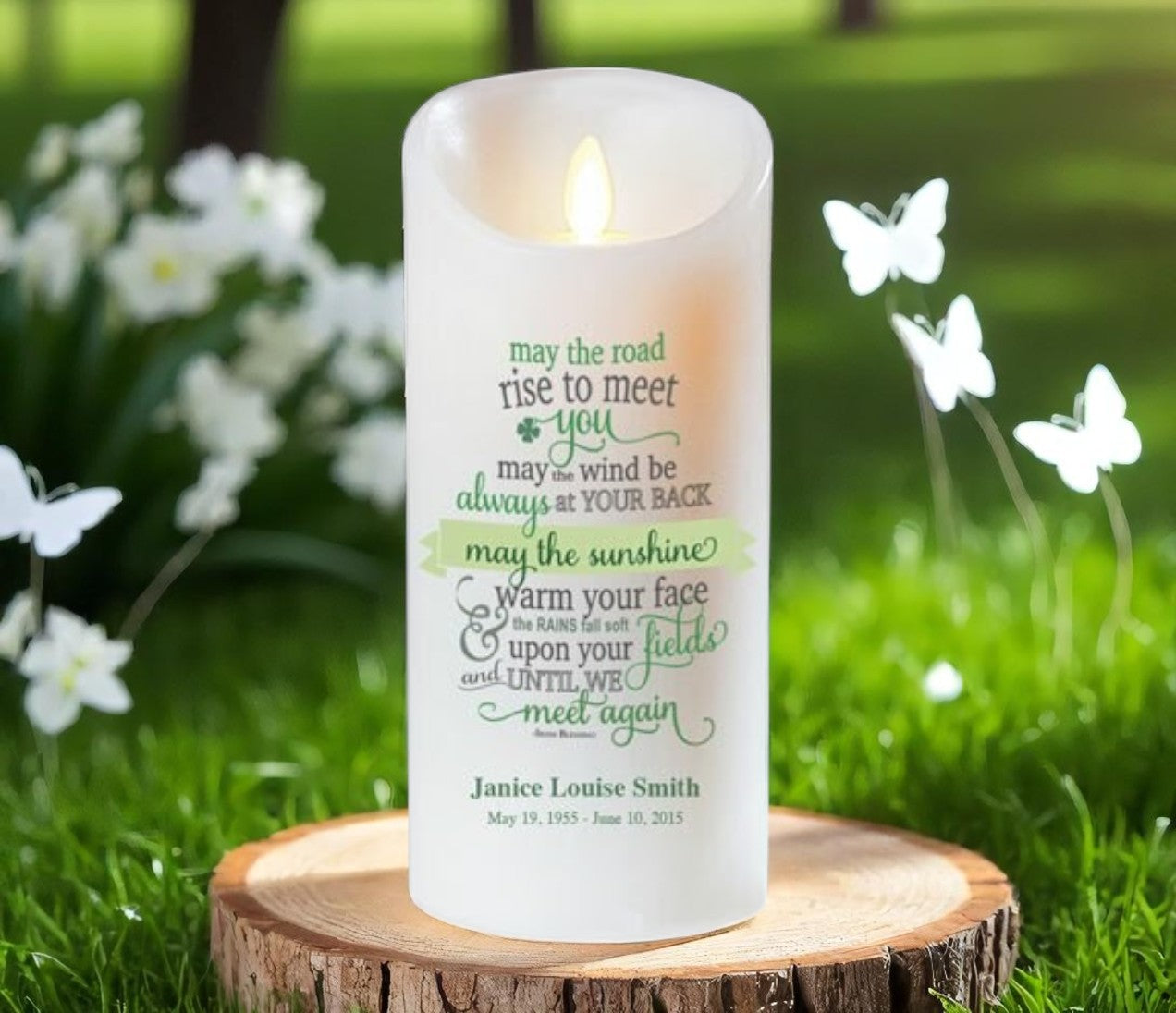 Irish Blessing Dancing Wick LED Memorial Candle
