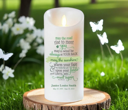 Irish Blessing Dancing Wick LED Memorial Candle