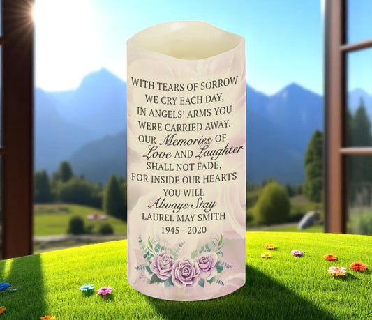 Tears of Sorrow Personalized LED Memorial Candle