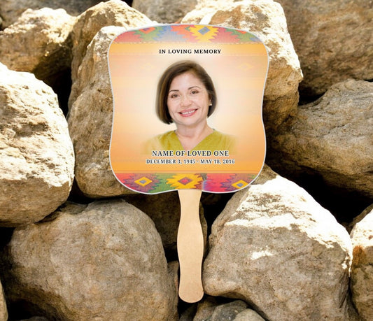 DeColores Memorial Fan With Wooden Handle (Pack of 10)