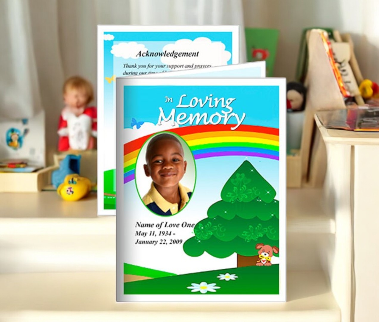 Delight Small Memorial Card Template