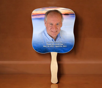 Dusk Memorial Fan With Wooden Handle (Pack of 10)