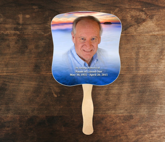 Dusk Memorial Fan With Wooden Handle (Pack of 10)