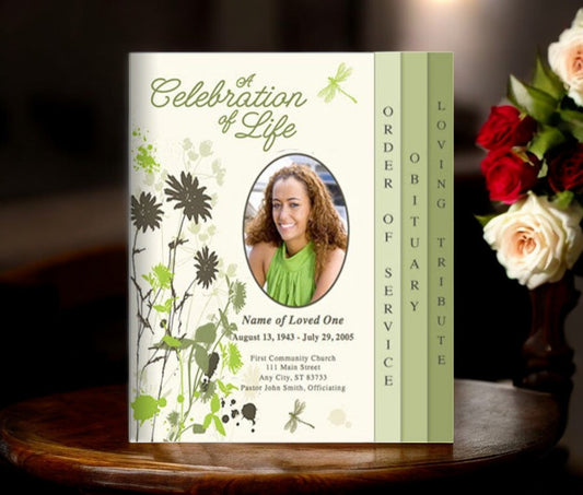 Dragonfly 8-Sided Graduated Funeral Program Template