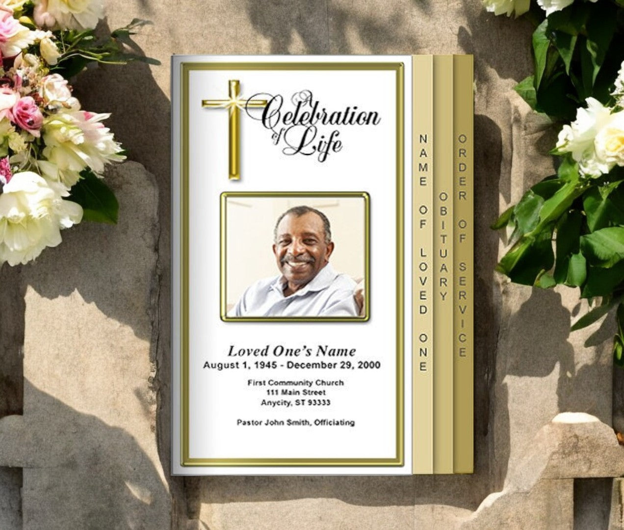 Embassy 8-Sided Graduated Funeral Program Template