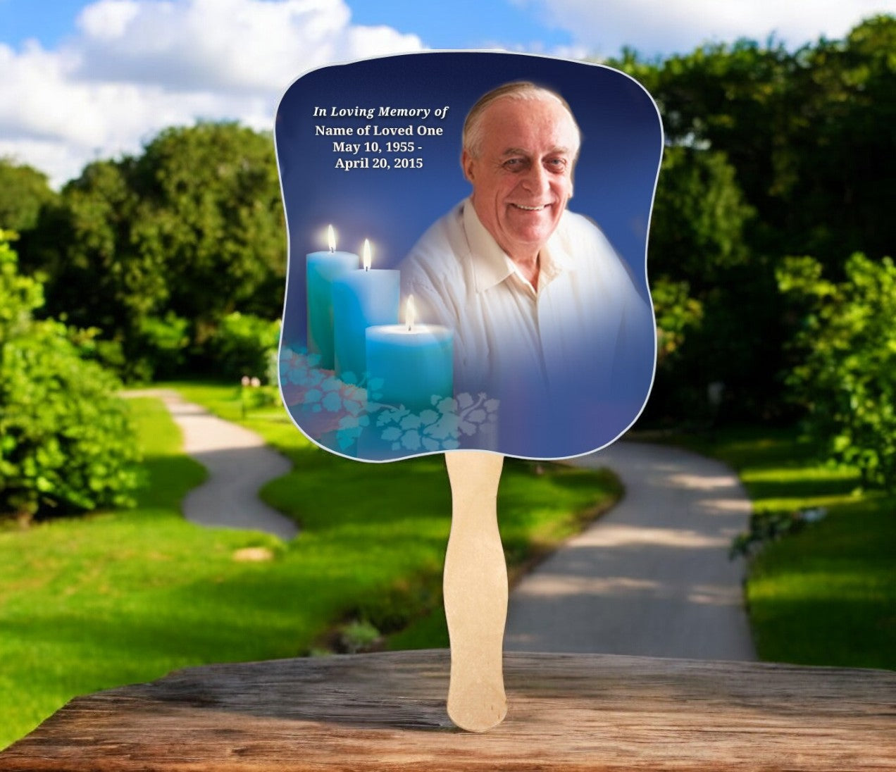 Enlighten Memorial Fan With Wooden Handle (Pack of 10)