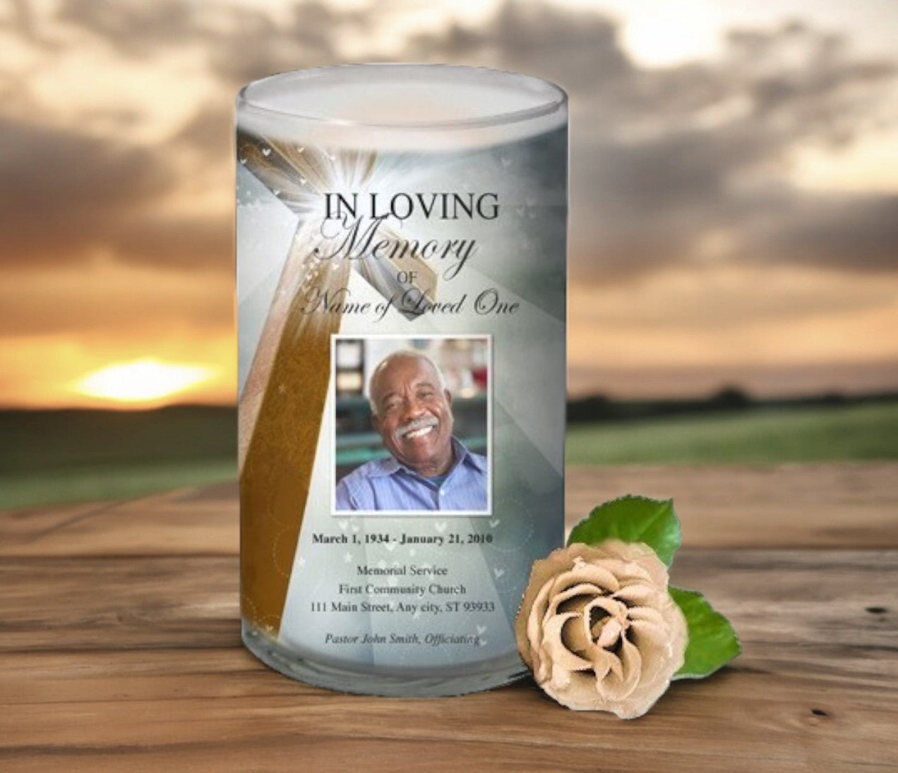 Eternal Personalized Glass Memorial Candle - The Funeral Program Site