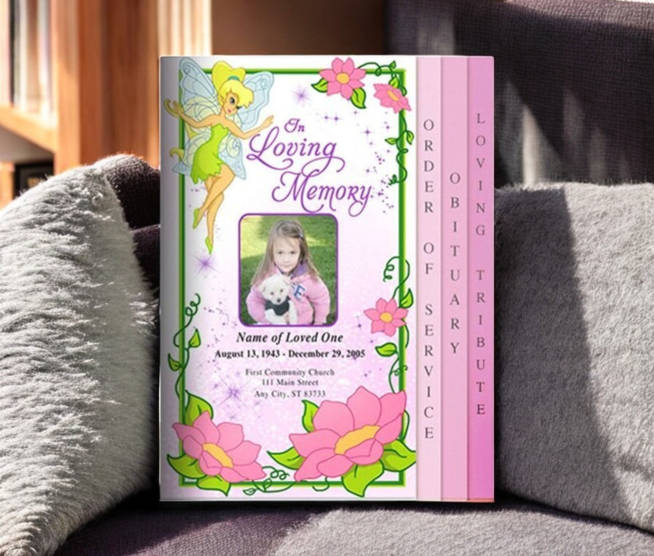 Fairy 8-Sided Graduated Funeral Program Template
