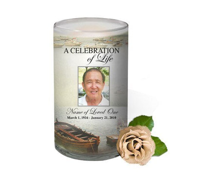 Fishing Personalized Glass Memorial Candle - The Funeral Program Site