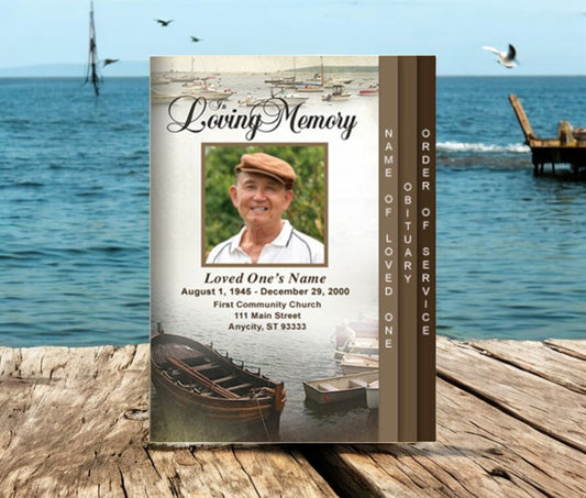 Fishing 8-Sided Graduated Funeral Program Template