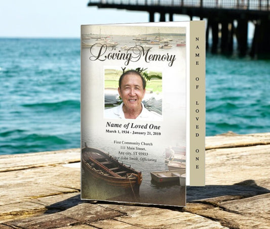 Fishing 4-Sided Graduated Funeral Program Template