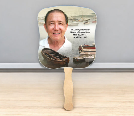 Fishing Memorial Fan With Wooden Handle (Pack of 10)