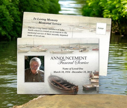Fishing Funeral Announcement Postcard Template