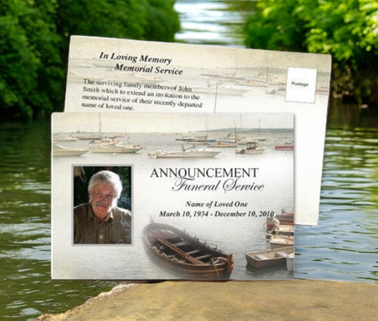 Fishing Funeral Announcement Postcard Template