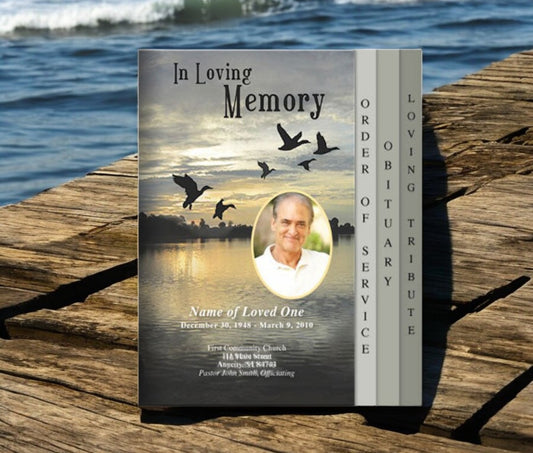 Flight 8-Sided Graduated Funeral Program Template