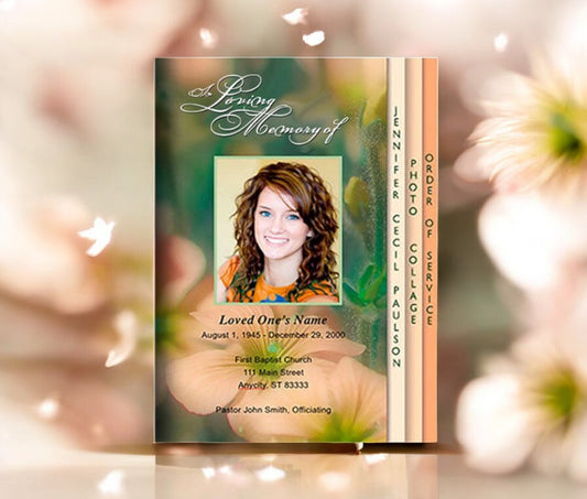 Floral 8-Sided Graduated Funeral Program Template