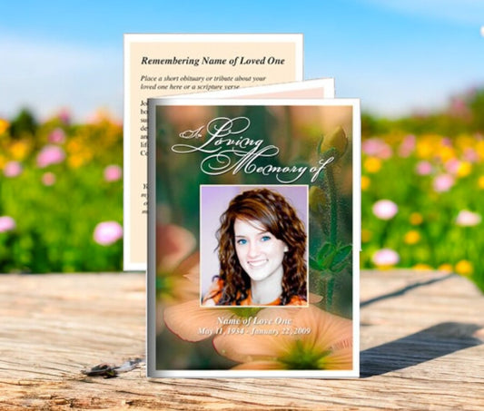 Floral Small Memorial Card Template